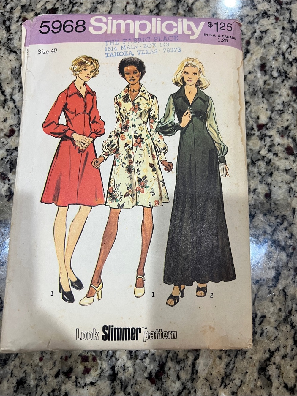 Simplicity Vintage 70s Long-Sleeve A-Line Dress Pattern